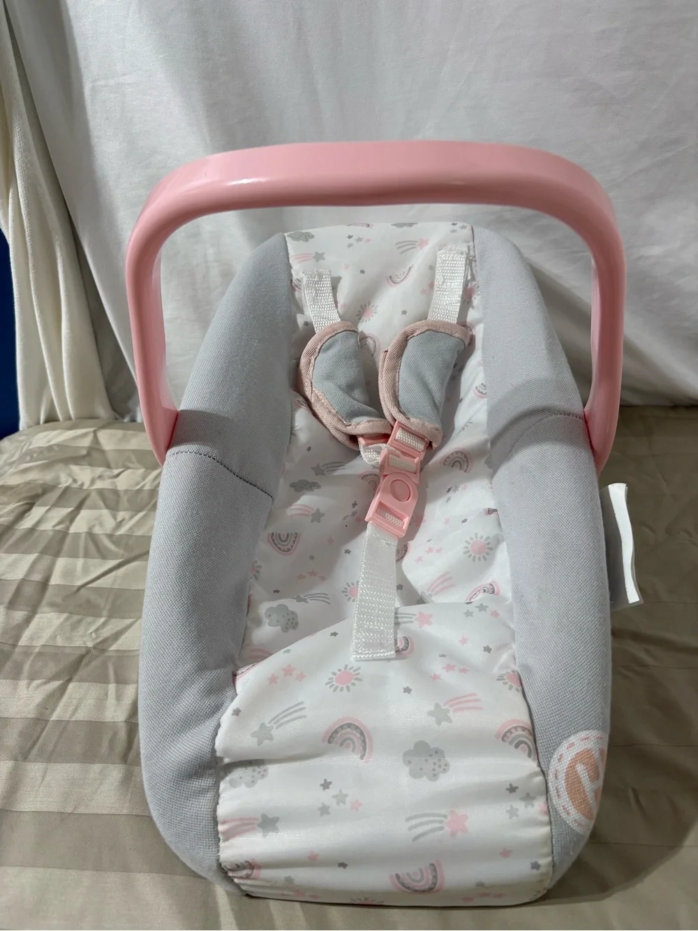 Pink & Gray Infant Car Seat Carrier - Cute Rainbow Print